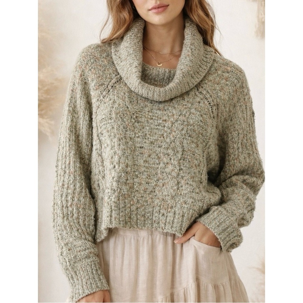 Anthropologie Moon & Madison Cowl Neck Sweater Soft Crop